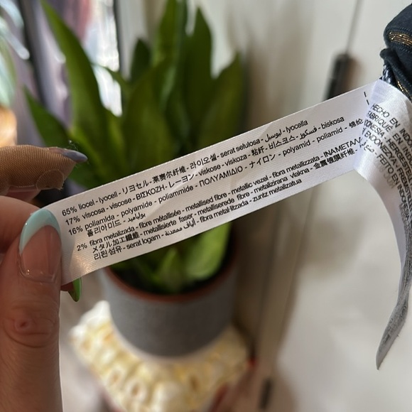 ZARA | Metallic Black Blouse with Gold Stripes - Picture 8 of 10